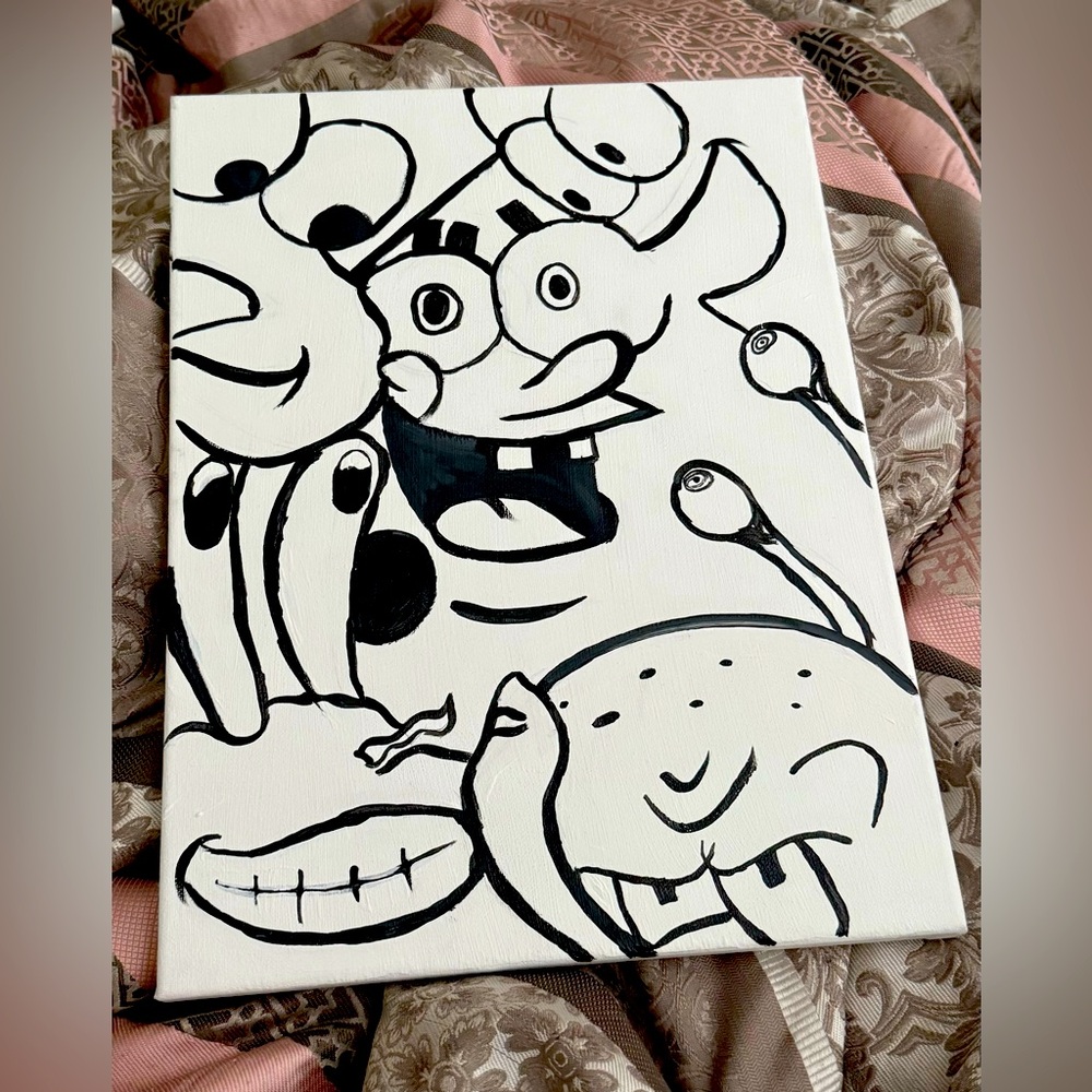 Whimsical Black and White Drawing Illustration Art